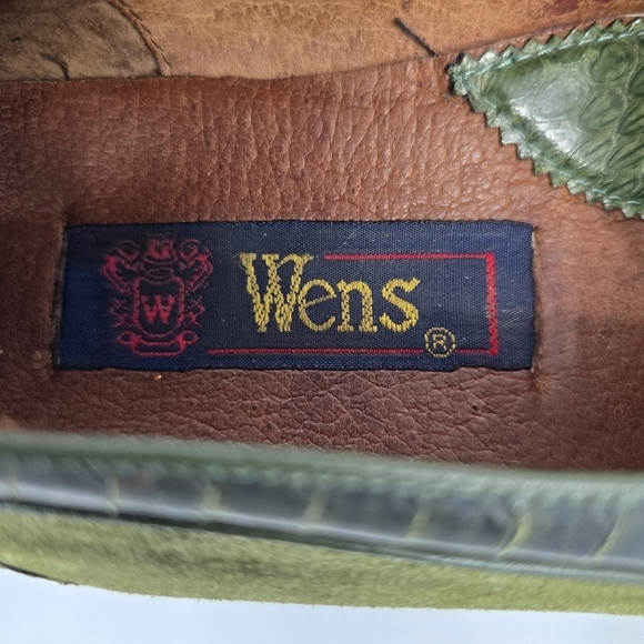Wens Shoes Men\'s 10 Olive Green Suede & Genuine Snake Loafers Slip-On Exotic